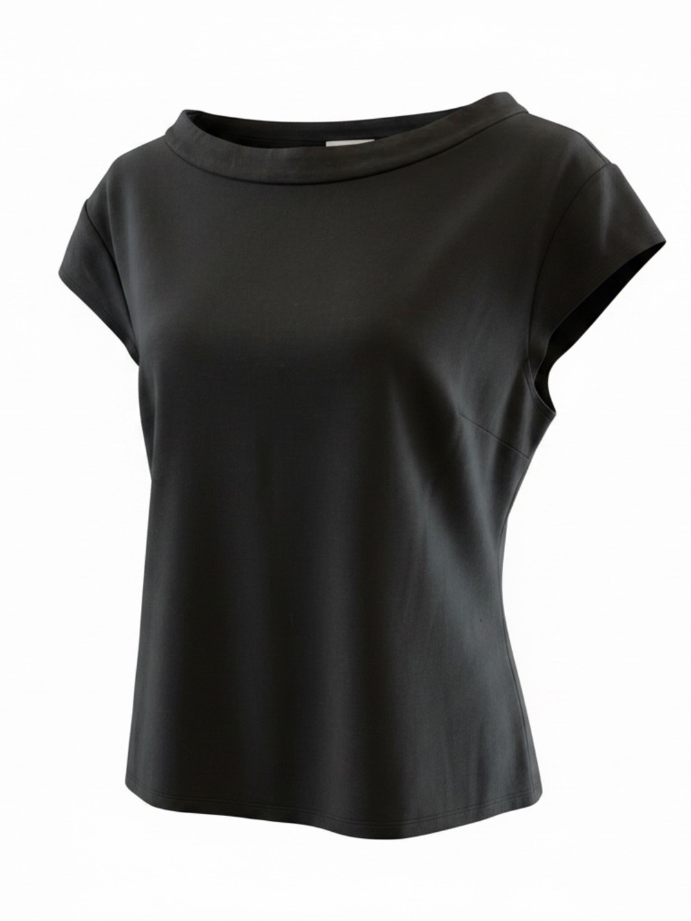 7th Avenue Design Studio NY & Company Black Cap Sleeve Tee with Boat Neck XL